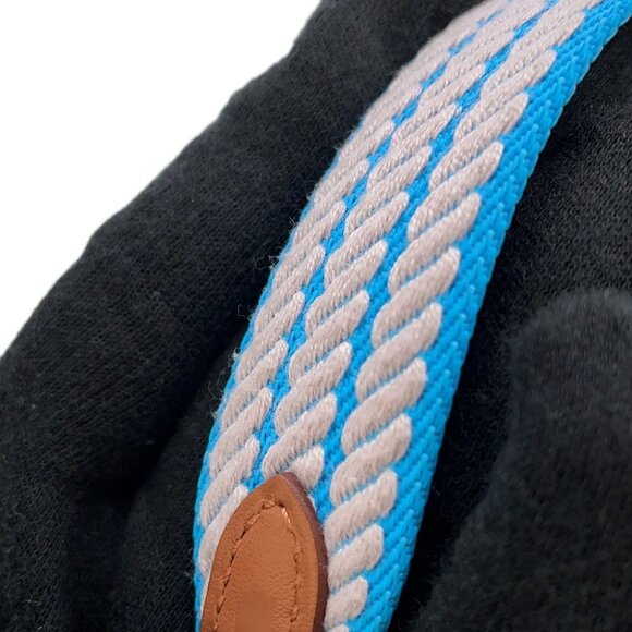 HERMES Bandouliere Sangle Cordage Size 1"/29.5" Swift Leather/Canvas Blue Az... - Picture 5 of 8